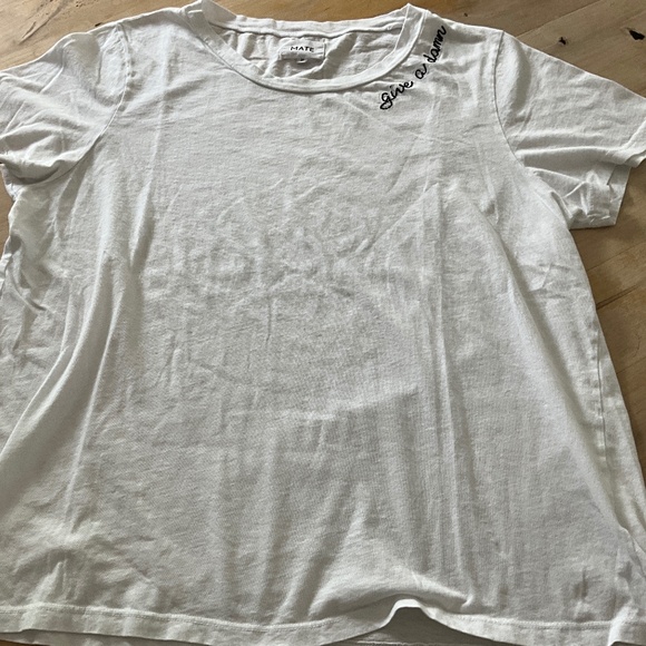 MATE the Label Tops - MATE WHITE TEE/EMBROIDERED GIVEA DAMN